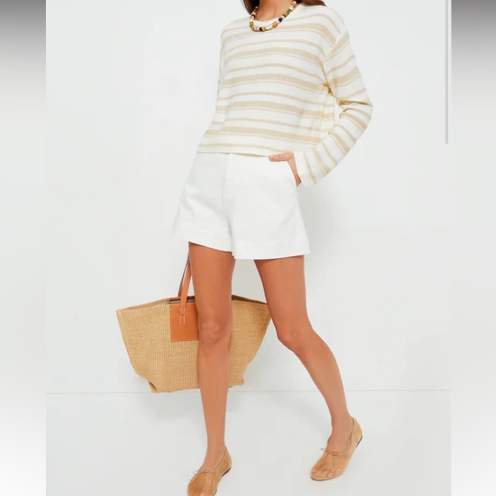 Pomander Place Cream & Tan Striped Crewneck Sweater